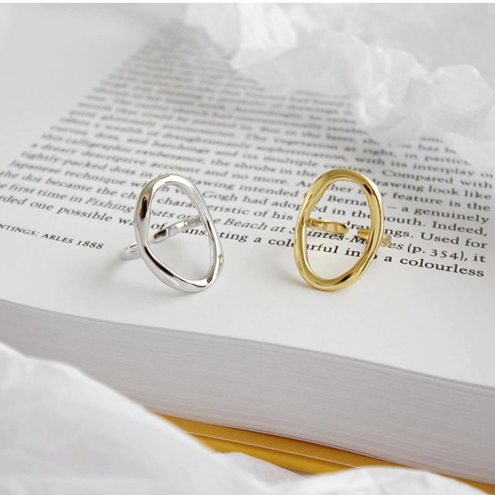 NEW Gold/Sterling Silver Circle Adjustable Ring - Picture 6 of 7